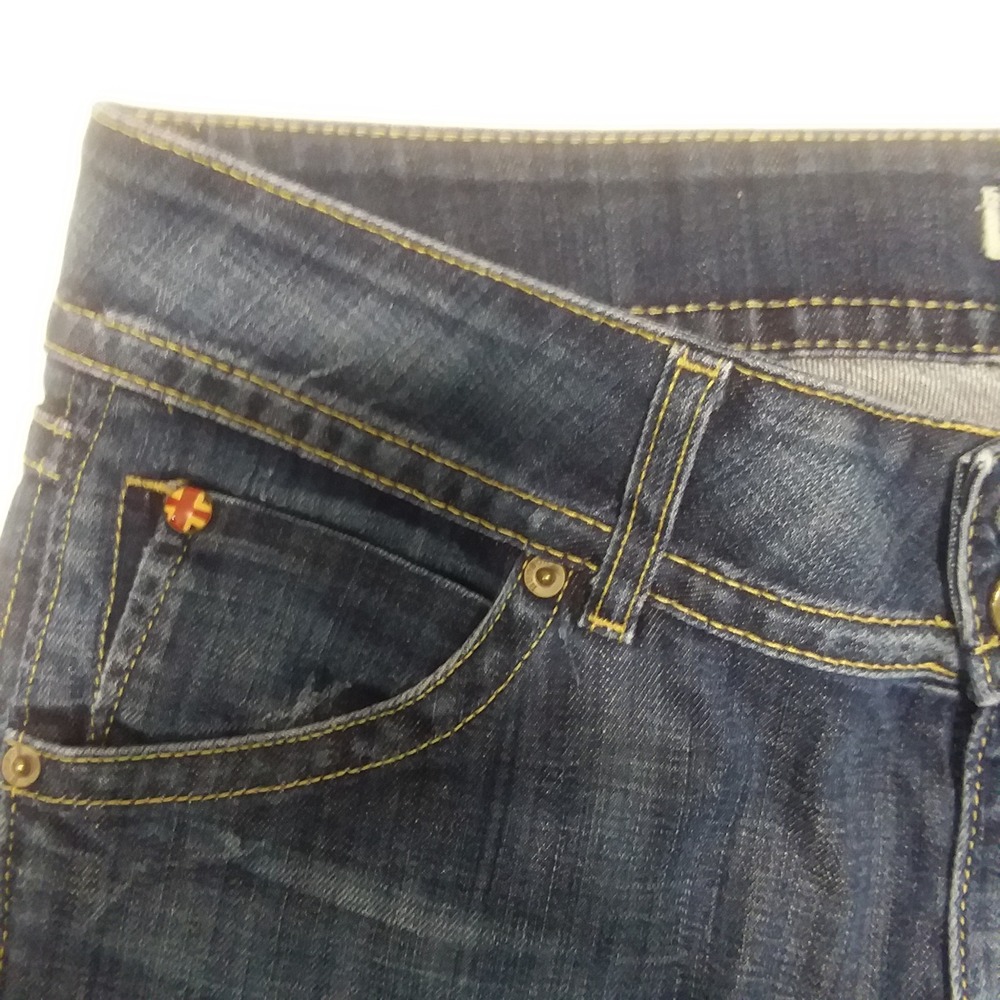 Hudson Jeans Low Rise Bootcut Triangle Flap Pocket Dark Blue Wash Size31 USA Y2K - Picture 5 of 15